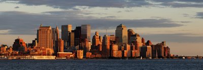 Setting sun on lower Manhatten