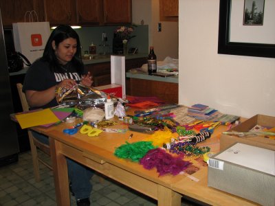 Becky - doing our Mardi Gras floats for work