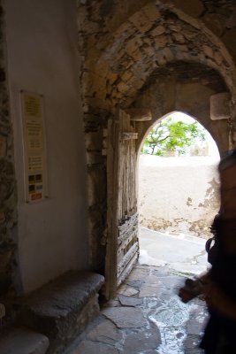 Massive door on path to Byzantine church