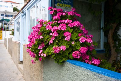 Walking in the town of Skala