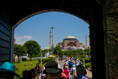 View of Hagia Sophia from doors of Blue Mosque