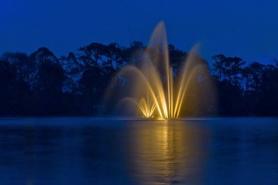 Blue Pond with Fountains