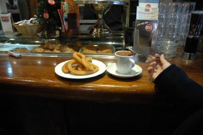 Hot chocolate and churros (not at Chocolateria San Gines)