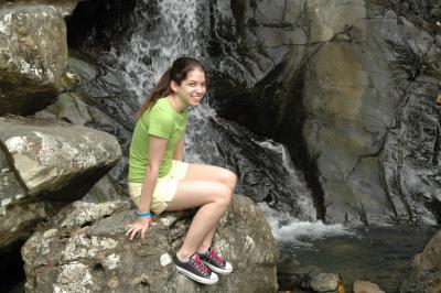 Sam by the waterfall in El Yunque