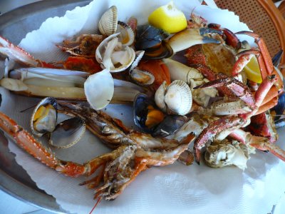 Local seafood in Barcelona