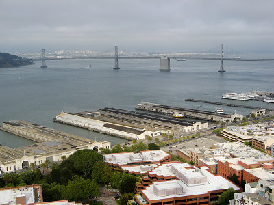 San Francisco Bay Bridge from windows