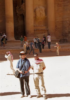 Mary Ann and Sami in front of The Treasury