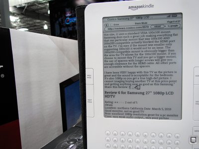 At Costco next door - checking Kindle for web reviews of product