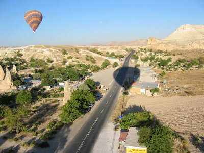 That's the shadow of our balloon over the road.