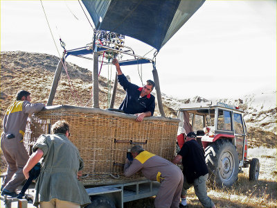 Getting the basket on a cart.