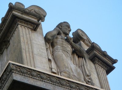 Closeup of top right - another guardian of the arts