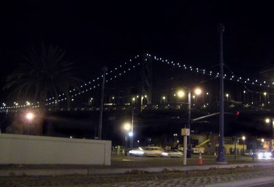 Bay Bridge at night, at Embarcadero, #1375 (no flash, 1/8 sec)