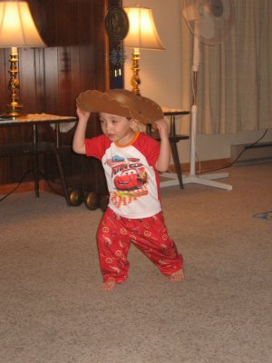 Noah dancing with his Polka hat