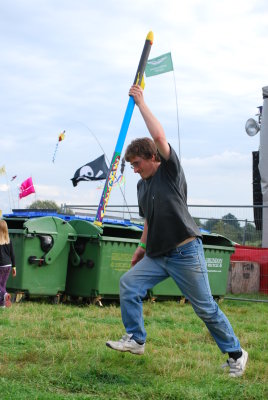 Simon goes for the big launch (it's a foam rocket by the way)