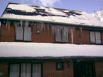 Icicles on Jess' house