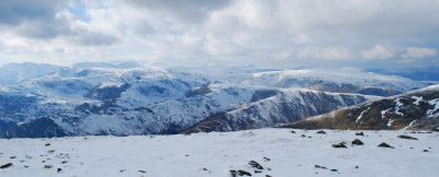 From left to right along the horizon - Crinkle Crags, Bowfell, Scafell, Scafell Pike, Great Gable