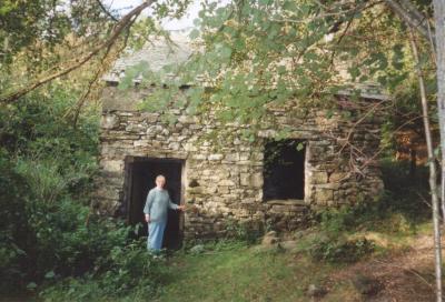 My mum at The Dogs Home in the woods near Coniston 1996