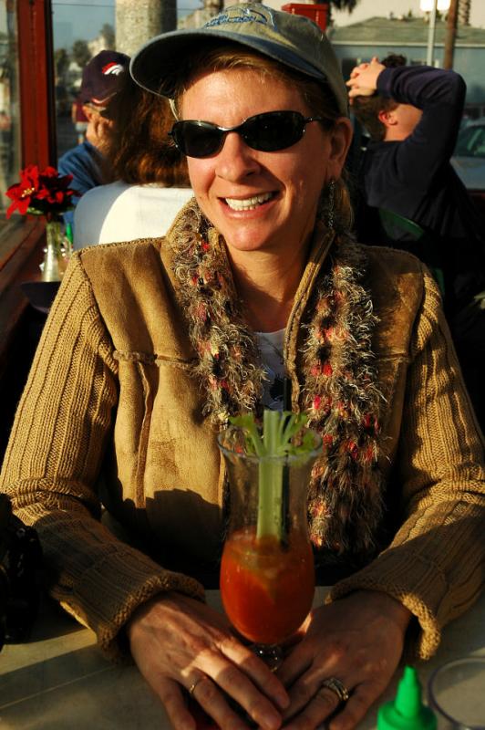 Laurie with her favorite Pacific Beach refreshment