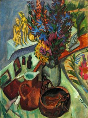 Still Life with Jug and African Bowl- Ernst Ludwig Kirchner 1912