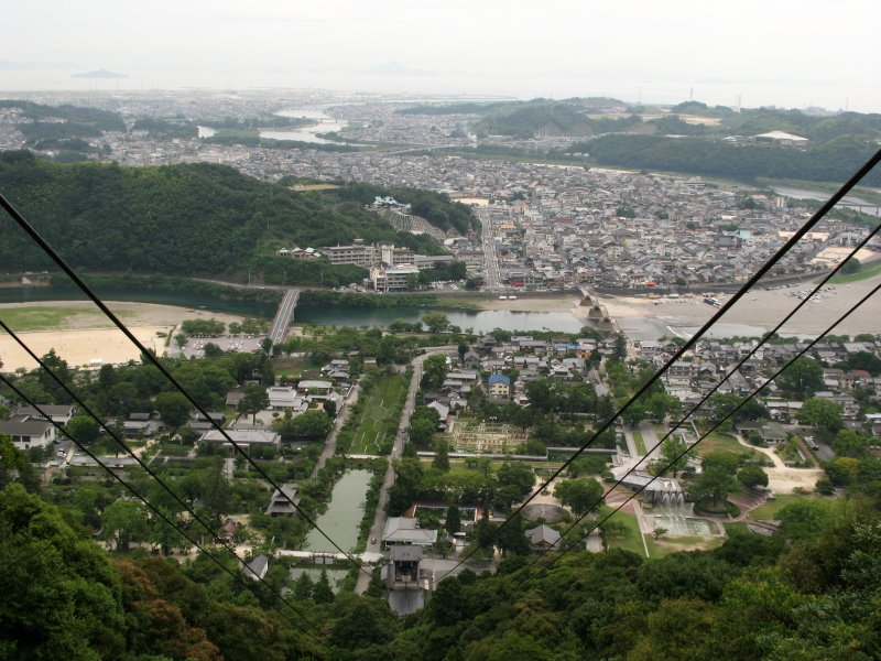 Riding up the ropeway to the hilltop