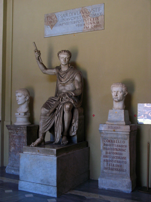 Statue of Augustus and flanking busts