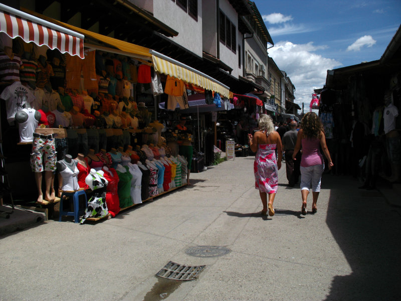 Local girls walking down a bazaar lane