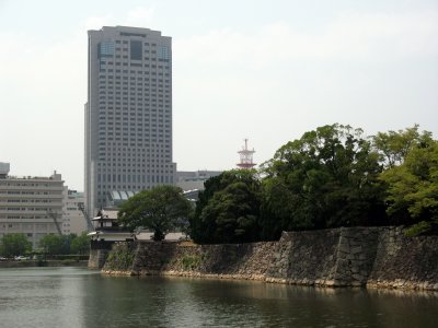 Rihga Royal Hotel looming over Taiko-yagura and moat