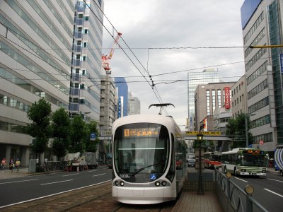Modern streetcar on Aioi-dōri