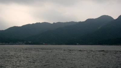 A gloomy Miyajima in the distance