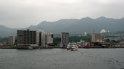 Looking back to the mainland terminal area