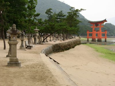 Stone torii along the main path to Itsukushima