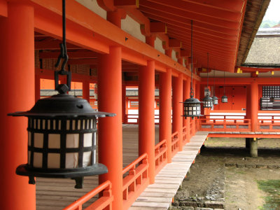 Row of lanterns on the exterior of Itsukushima