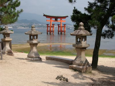 Glimpse of the torii from the spit