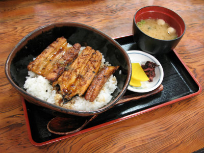 Anago-don (conger eel rice bowl) set