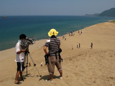 TV crew filming the scene