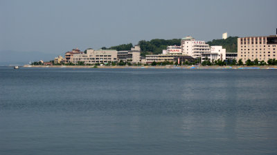 View of Matsue Onsen area across the lake