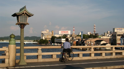 Taking in the scenery from Matsue Ōhashi