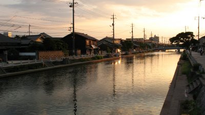 Dusk over a canal in south Matsue