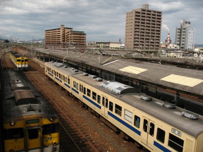 Above the rail lines at JR Iwakuni