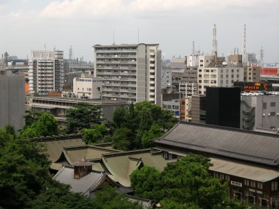 Yasaka-jinja, nearby towers and distant industry