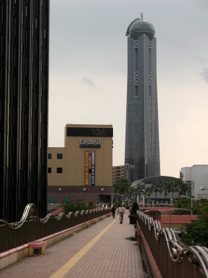 Raised walkway with Kaikyō Yume Tower