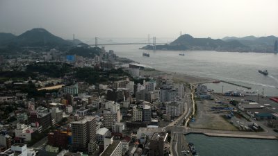 View towards the Kanmon Bridge from the tower