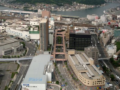 Looking down on the station area