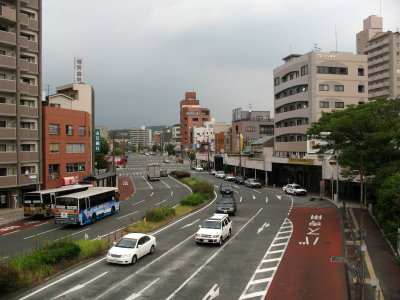 Wide, busy street in the Karato quarter