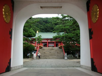 Looking through the main gate into the shrine