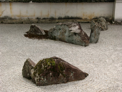 Zen rock garden in front of the temple