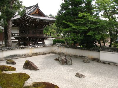 Rock garden with temple gate