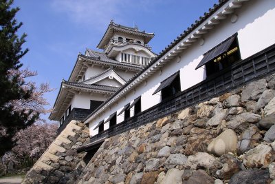 Beside the restored wall of Nagahama-jō