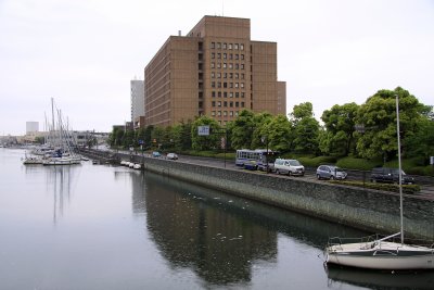Tokushima Prefectural Office beside the Shinmachi-gawa