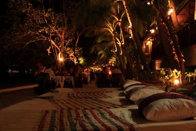 Massage beds and dining tables by night, Bo Phut